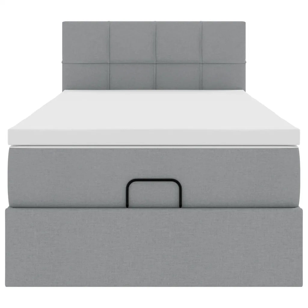 vidaXL Pouf Letto con Materasso e LED Grigio Chiaro 90x200 cm Tessuto