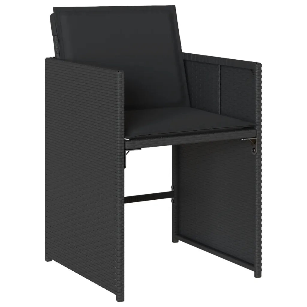Set da Pranzo da Giardino 13pz con Cuscini Nero in Polyrattan 3277986