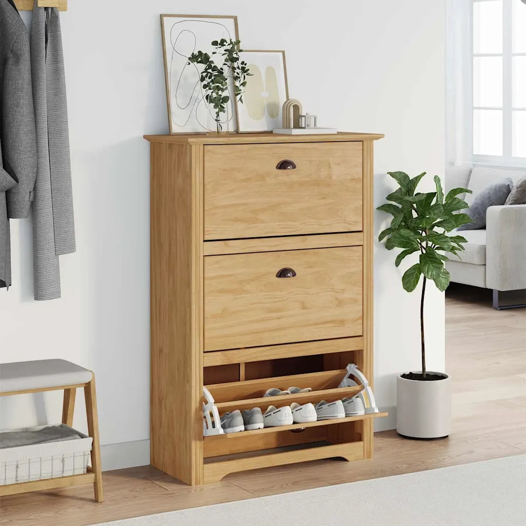 Scarpiera | Mobile per scarpe BODO Marrone miele 80 x 35 x 118 cm Legno multistrato