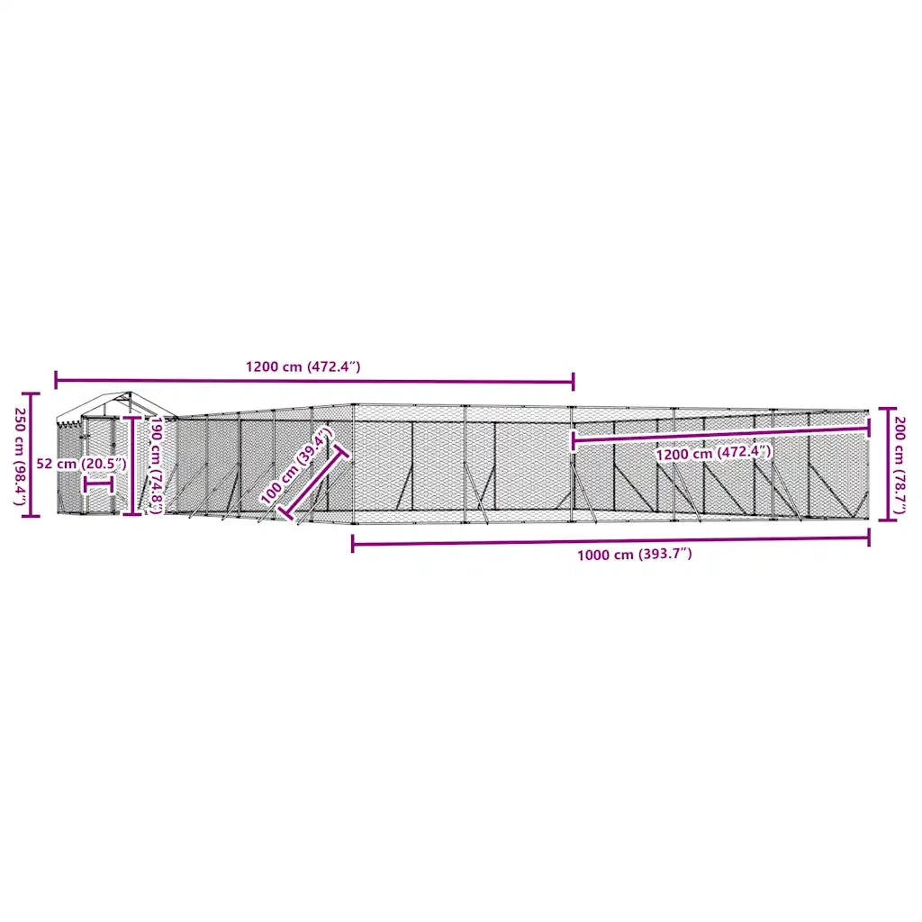 Cuccia Cani da Esterno Tetto Argento 12x12x2,5m Acciaio Zincato 3190474