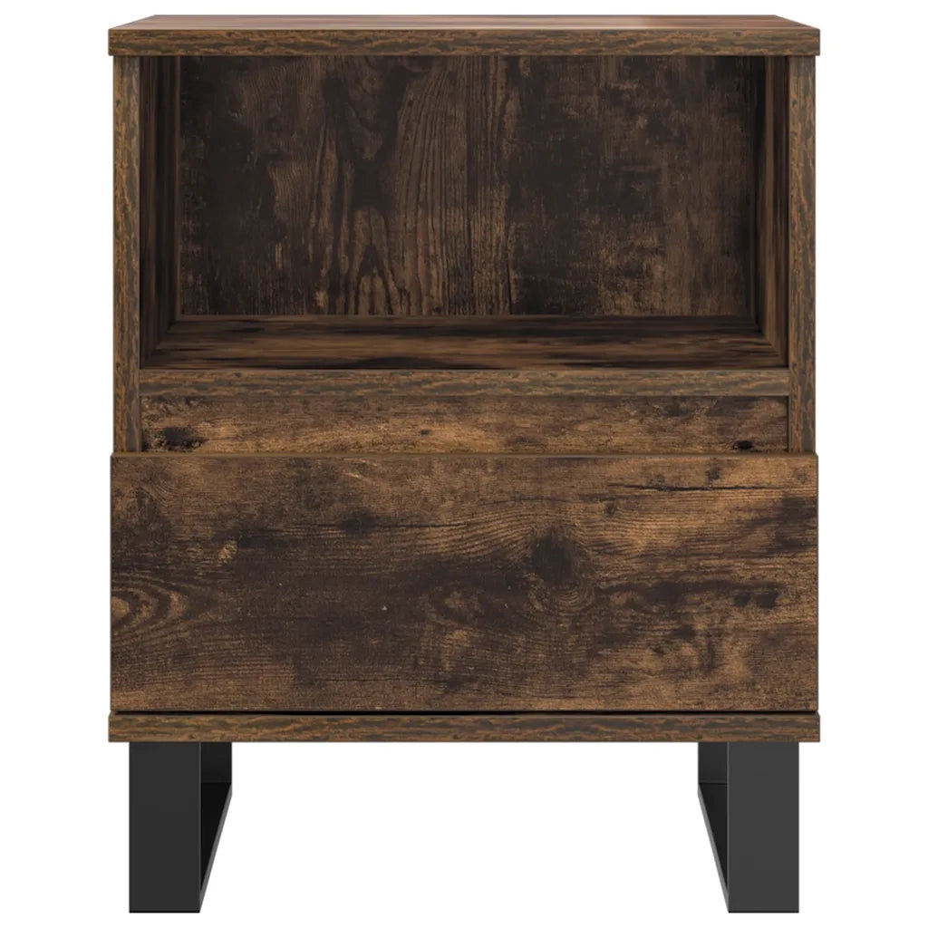 Set di 2 Comodini | Armadio da Notte | Mobiletto da notte Rovere Fumo 40x35x50 cm in Legno Multistrato