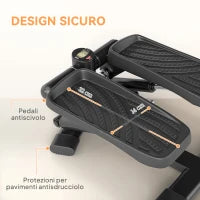 Stepper 2 in 1 con Monitor LCD, Pedali Grandi e Antiscivolo, Capacità 100 kg, Nero