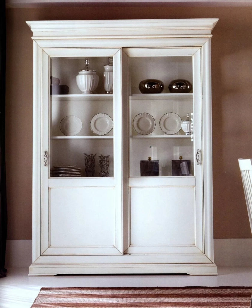 Vetrina classica in legno 2 porte scorrevoli l.165 p.50 h.215 - Mobili 2G