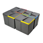 Contenitori per cassetti da cucina Recycle con coperchio anti-odore, Altezza 216mm, 1x12 lt, Grigio antracite Tecnopla..