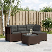 Divano da giardino 4 posti con cuscini aspetto rattan PP 3443947