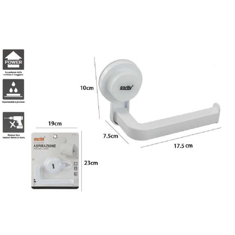 Trade Shop - Porta Rotolo Carta Igienica Wc Toilette Bagno Con Attacco A Ventosa Parete 59543 -