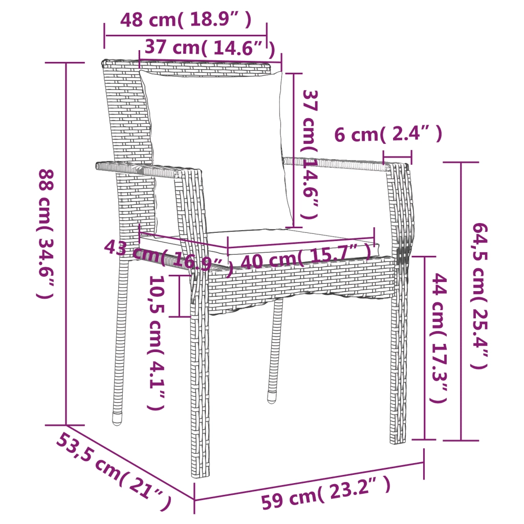 Set da Pranzo da Giardino 7 pz con Cuscini in Polyrattan Grigio 3213492