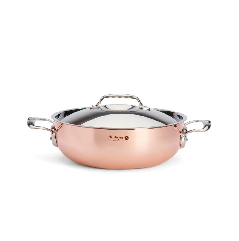 De Buyer 6232.28 Prima Matera Sautoir in Rame e Acciaio Inox 5 L con Coperchio Diametro 28 cm colore Rame