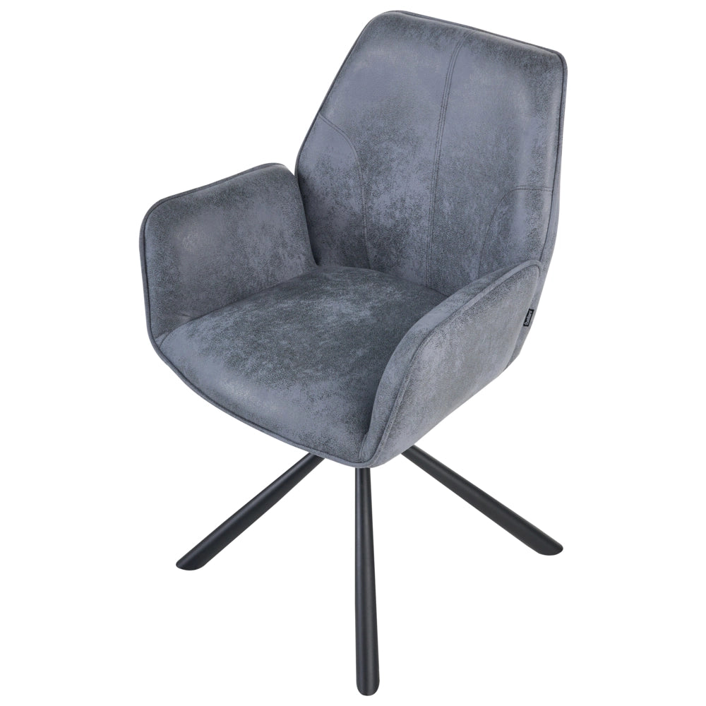 Set di 2 sedie da pranzo girevoli in ecopelle grigio con schienale alto in stile scandinavo