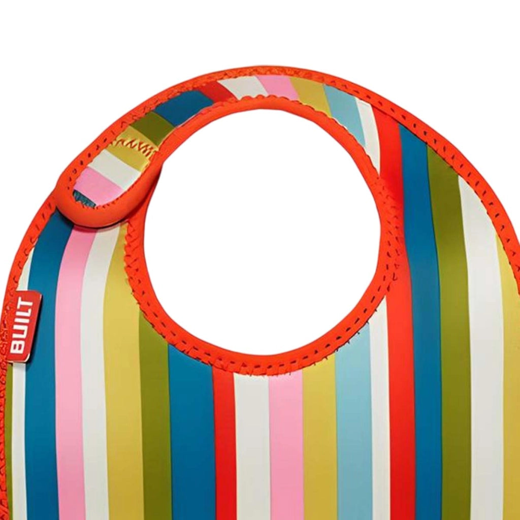 Set di 2 Bavaglini Neonato in Neoprene Motivo a Righe con Chiusura a Strappo Multicolore Built