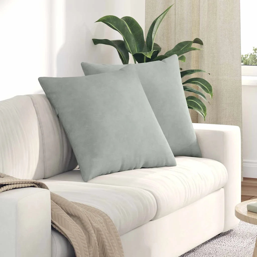 Cuscini da Divano 2 pz-Set di 2 Cuscini per Sofa Grigio chiaro 60 x 60 cm 223770