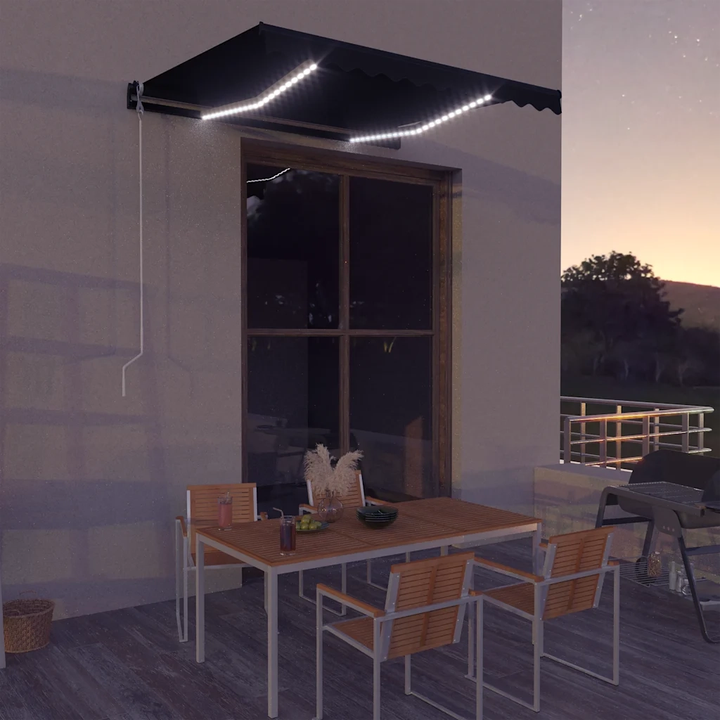 Tenda da Sole | Tenda parasole Retrattile Manuale con LED 300x250 cm Antracite