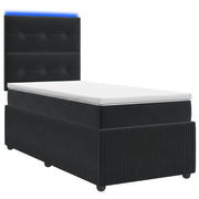 Letto Box Spring LED con Materasso Nero 90 x 190 cm Velluto 3455977