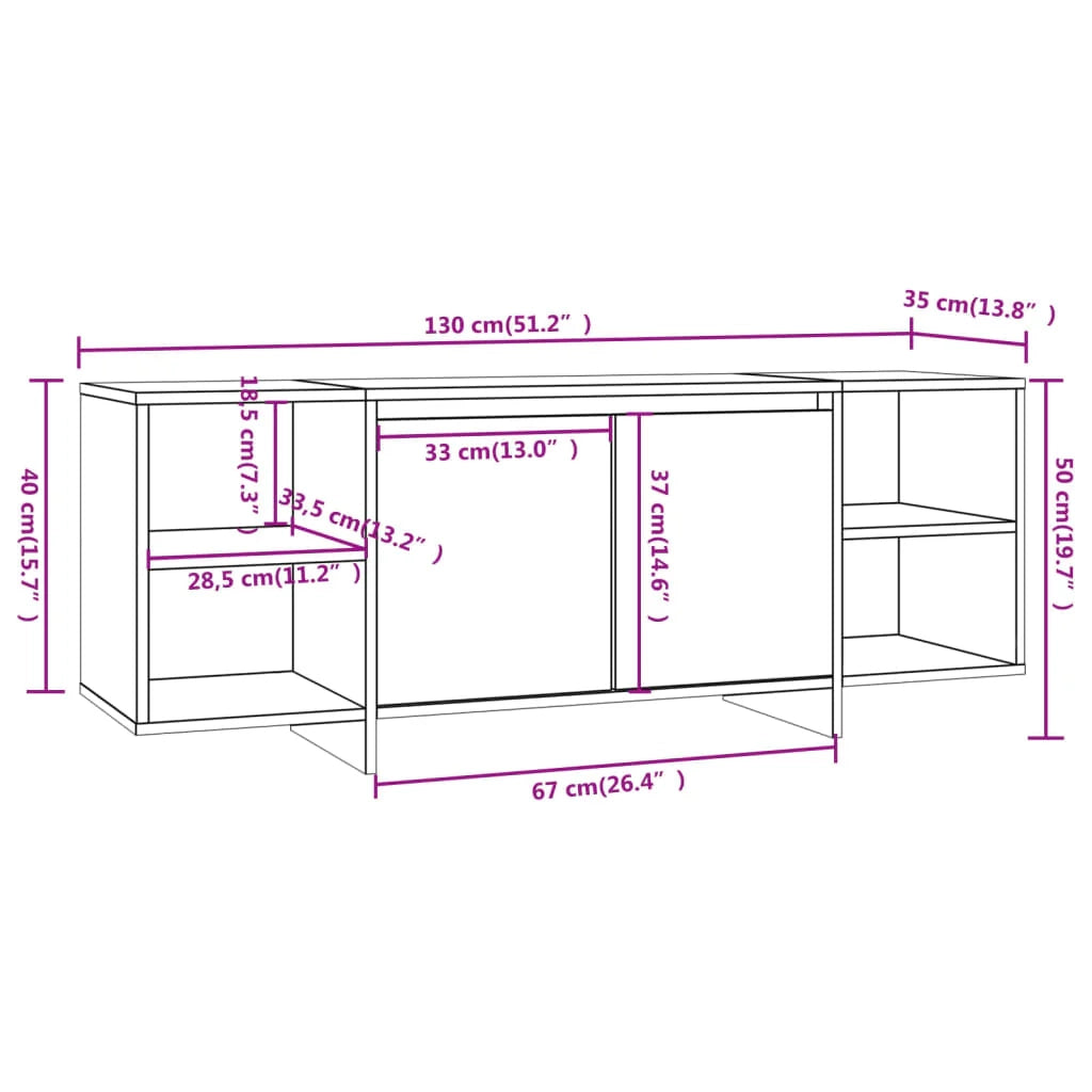 Mobile TV multimediale mensola TV credenza TV sala da pranzo soggiorno camera da letto 130 x 35 x 50 cm legno ingegnerizzato grigio 02_0025893