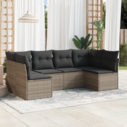 Set Divano da Giardino 6 pz con Cuscini-Sofa da Giardino-Divanetto da esterno Grigio in Polyrattan 877162