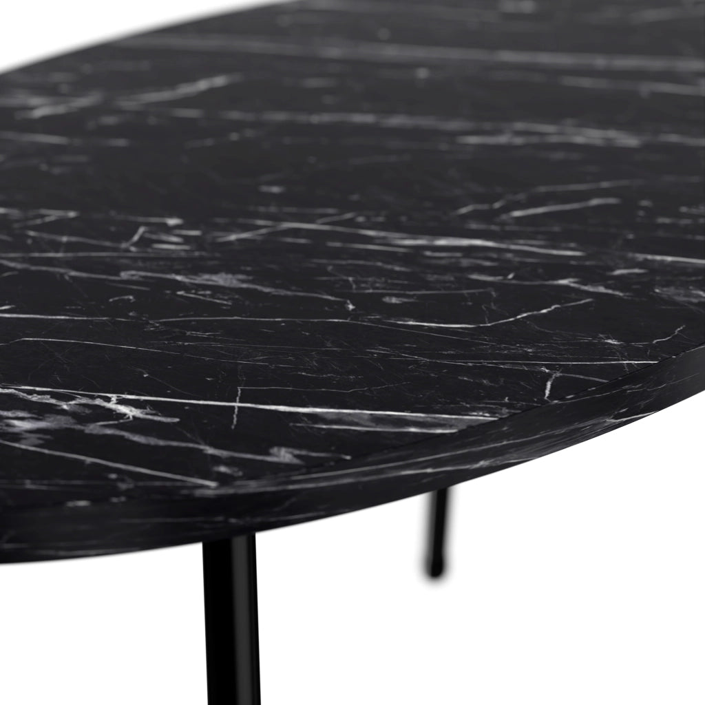 Tavolino Basso da caffè 'Skærbæk' (AxLxP) 43 x 90 x 50 cm Tavolino da Salotto con Piano Ovale Marmo Nero [en.casa]