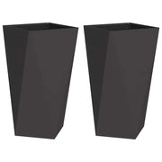 2 pz Fioriera | Cassetta per fiori | Vaso Nero 40 x 40 x 75 cm Acciaio