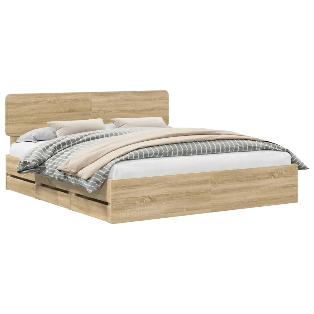 Struttura del letto con cassetto Rovere Sonoma 200 x 200 cm 3412152