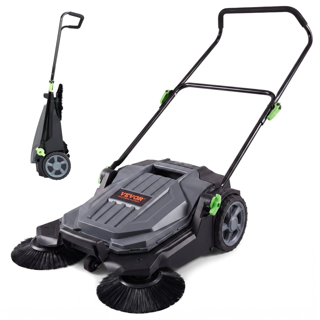 Spazzatrice manuale per pavimenti S13-001A, larghezza 65 cm con contenitore 18,9L, regolabile, per garage cortile e patio