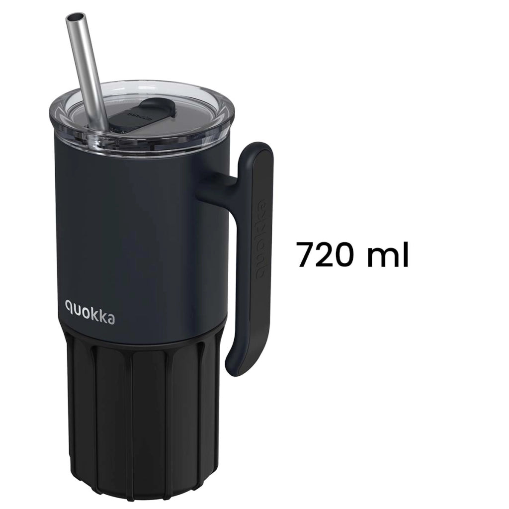 Bottiglia Termica 720ml Modello Umi con Cannuccia Integrata e Maniglia Nero Quokka