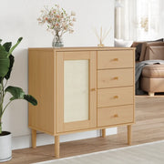 Credenza SENJA Aspetto Rattan Marrone 80x40x80 cm Massello Pino 358037