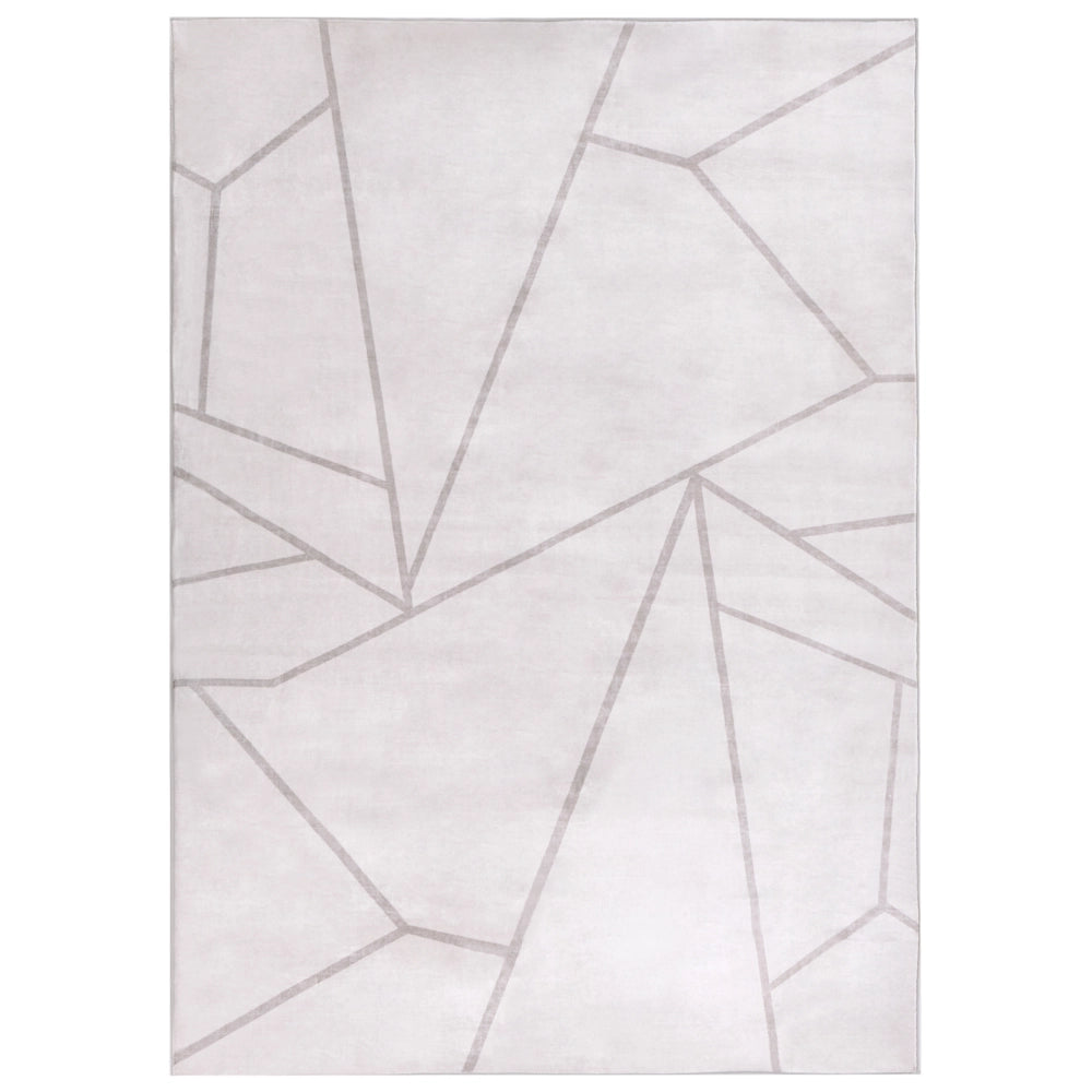 Tappeto beige chiaro in tessuto 140 x 200 cm Motivo geometrico moderno Soggiorno Camera da letto Per riscaldamento a pavimento Fondo antiscivolo