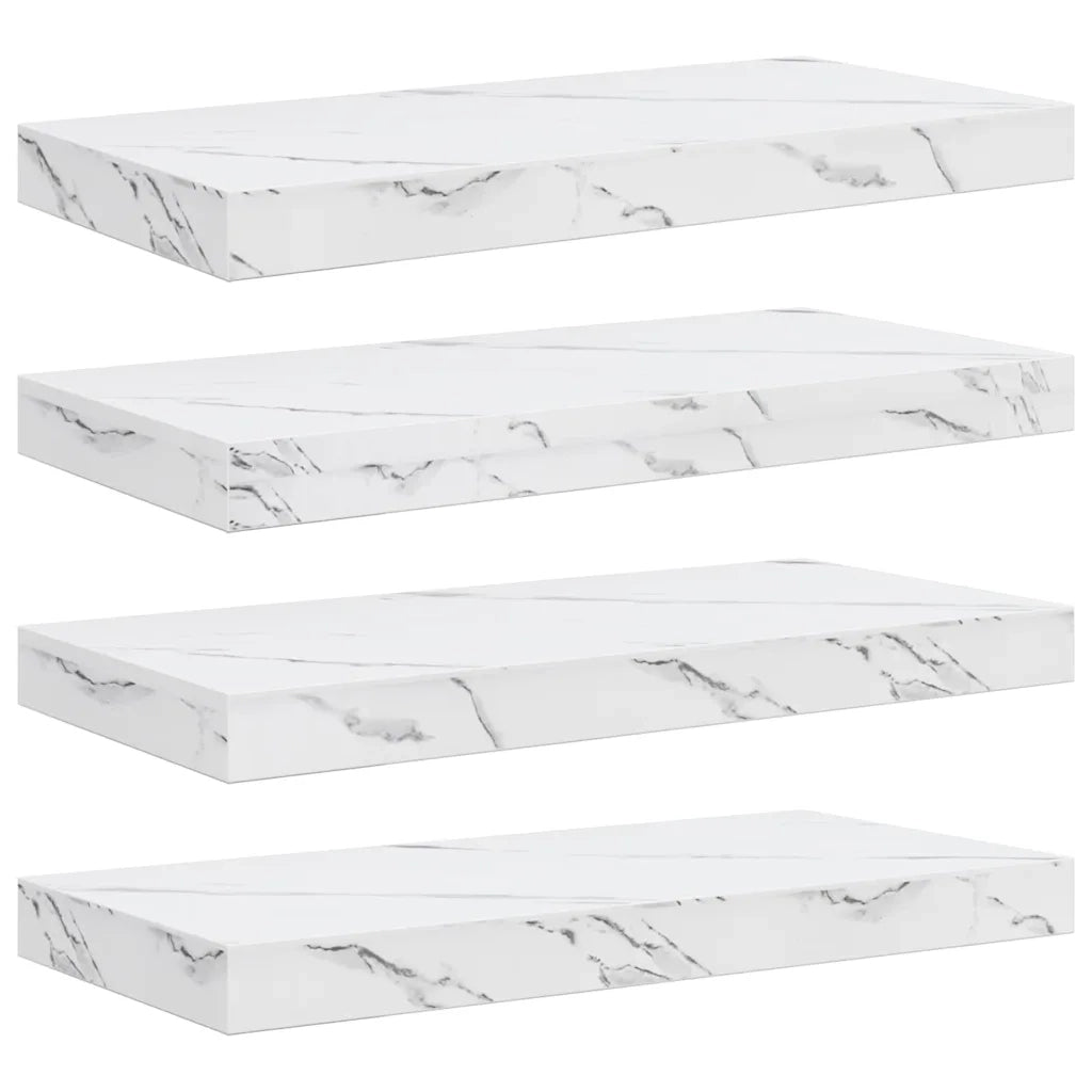 Scaffale da parete 4 pcs Marmo Bianco 50 x 23,5 x 4 cm 42019967