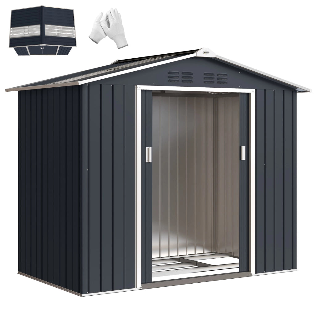 Casetta da Giardino in Metallo ¨C Zephmum ¨C Grigio Scuro 213x130x185 cm