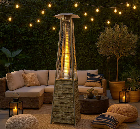 Stufa a Fungo a Gas Max 13kW Fiamma Viva Verticale 52x52x227 cm Pyramid Grigio Rattan