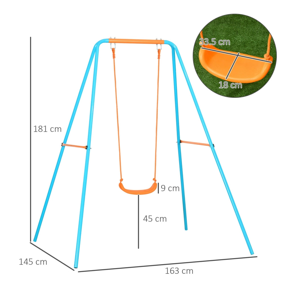 EasyComfort Altalena per Bambini 3-8 Anni da Giardino in Acciaio e PE con Seggiolino e Picchetti, 163x145x181 cm