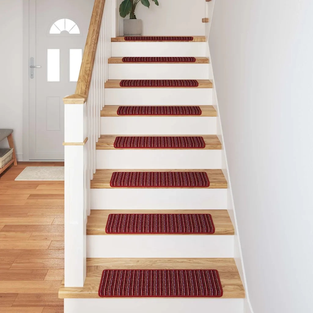 Tappetini per scale autoadesivi 15 pcs Rosso 65 x 21 x 4 cm