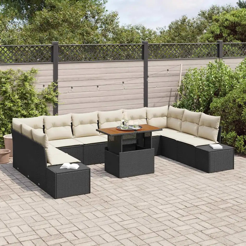 Set Divano da Giardino 11 pcs Nero Poly Rattan 3358749