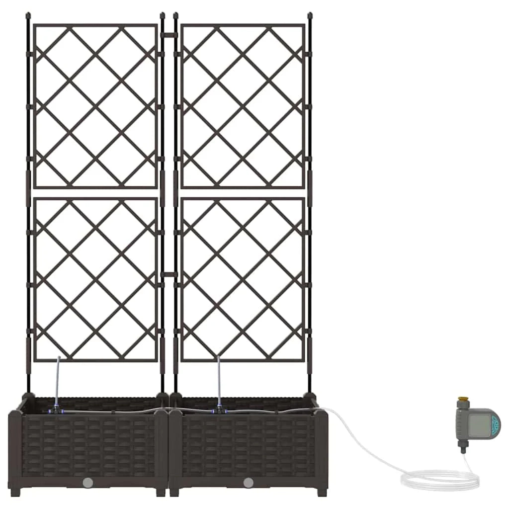 Set di 2 fioriere da giardino moderne 80 x 40 x 126 cm pratiche e resistenti acciaio marrone 02_0058525