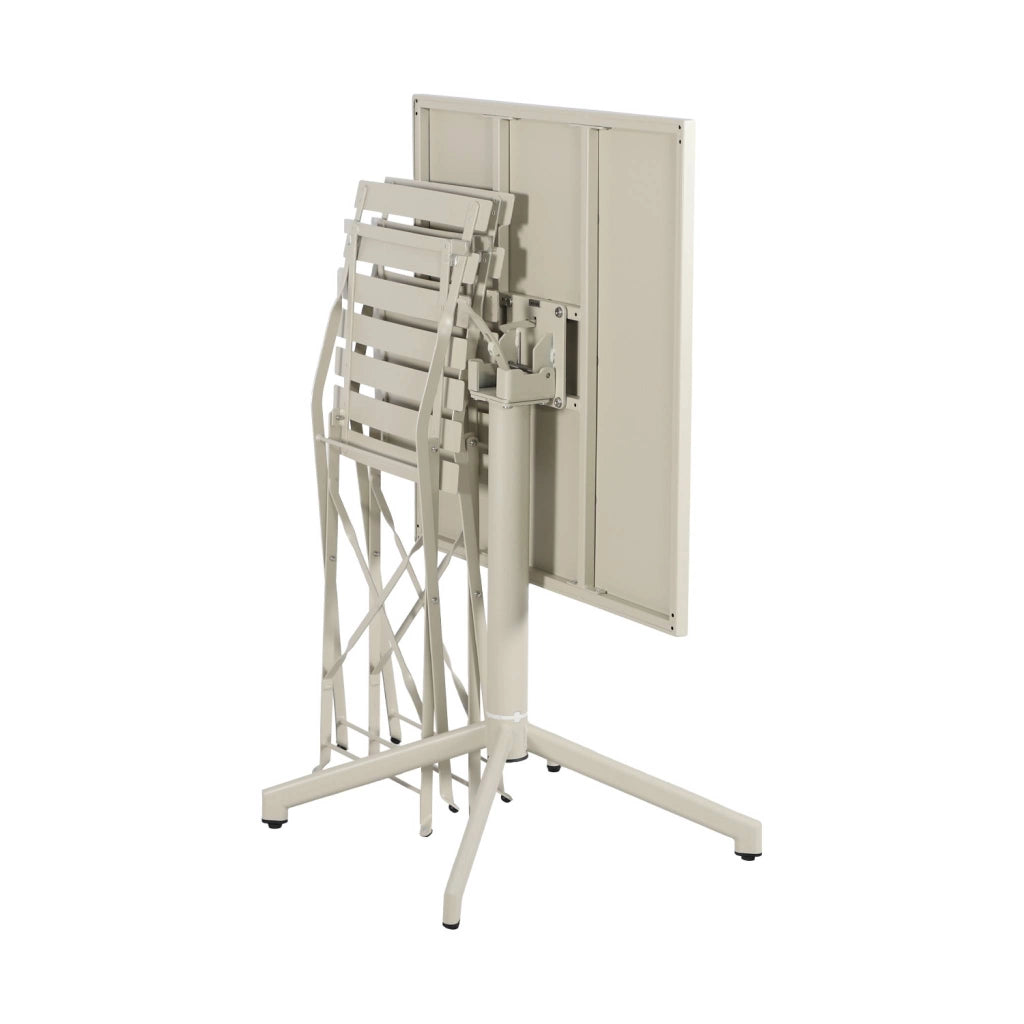 Set tavolo da giardino pieghevole in metallo con 2 sedie, beige