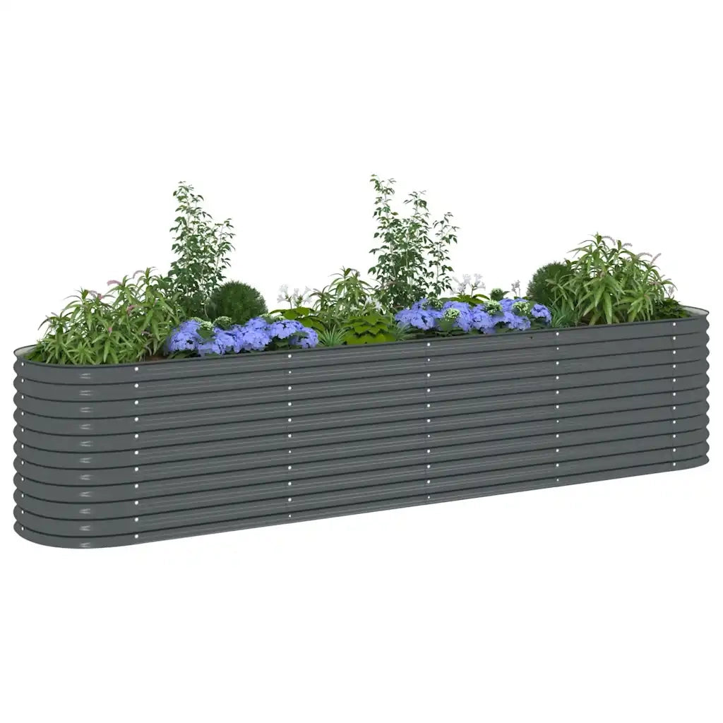 Letto Rialzato Giardino 400x80x81 cm in Acciaio Zincato Grigio 45521
