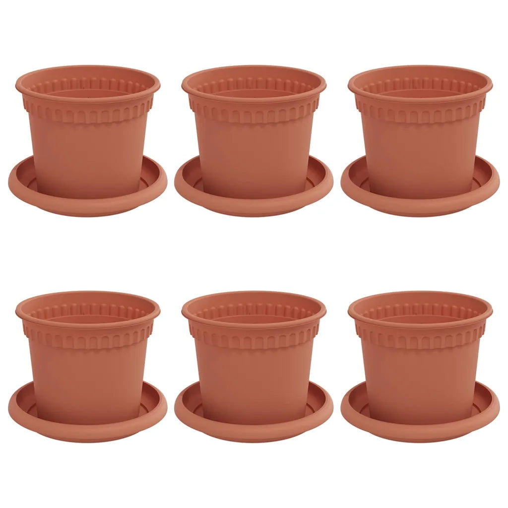 Fioriere | Cassetta per fiori | Vasi per Piante 6 pz Rosso Mattone ? 12,5 x 10 cm Plastica