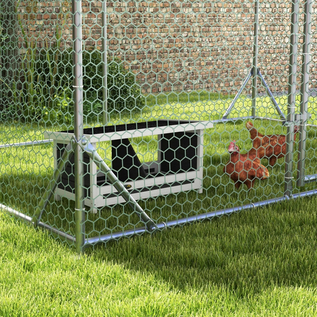 Nido per Galline 2 Aree con Base Rialzata e Tetto 66x37x34 cm in Legno e Bitume