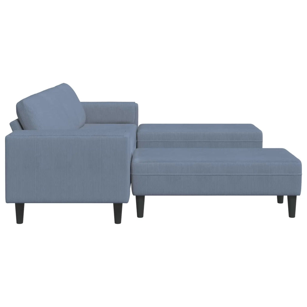 Divano Blu 250 x 188 x 76 cm Tessuto in Cords 3335134