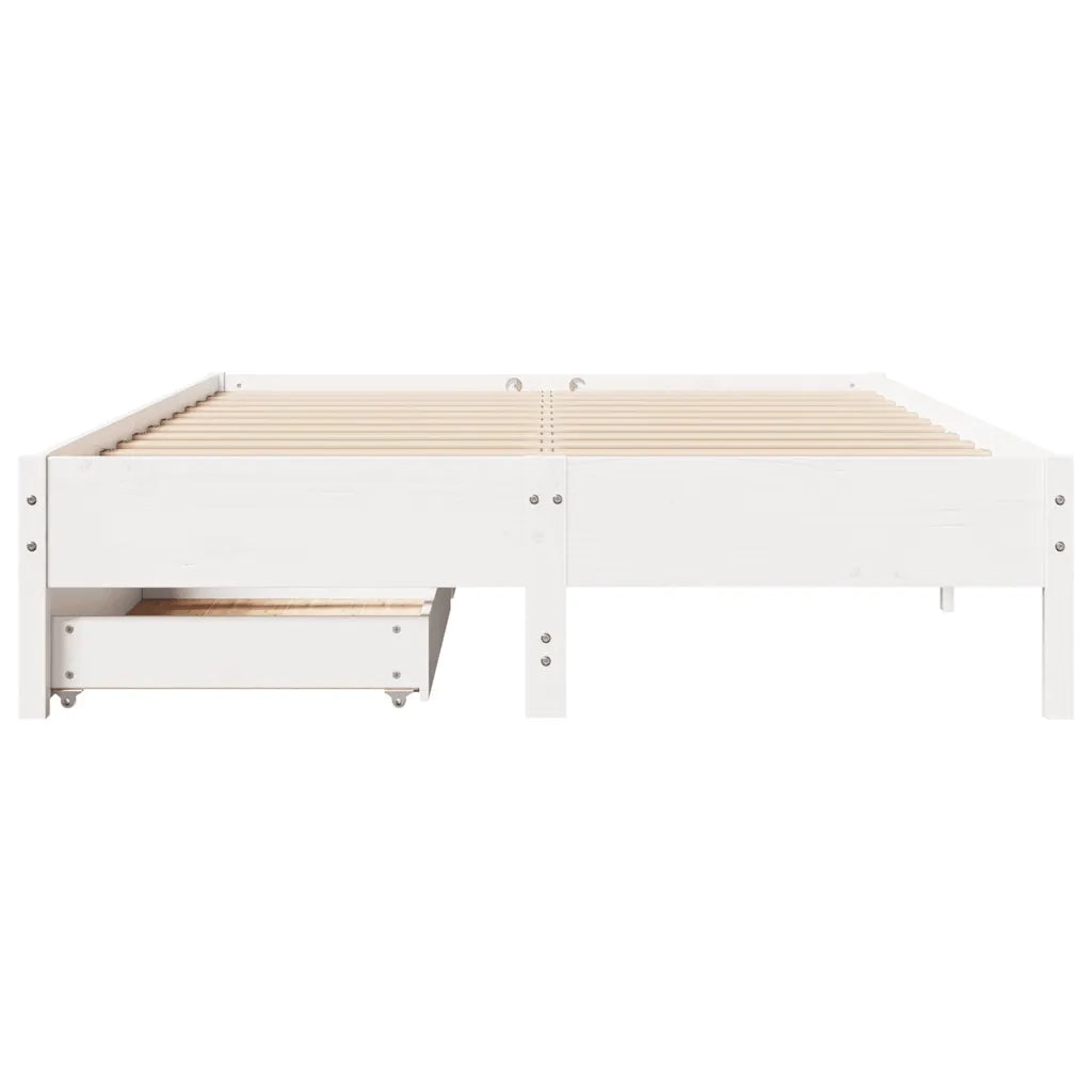 Letto senza Materasso Bianco 135x190 cm Legno Massello di Pino 3301726