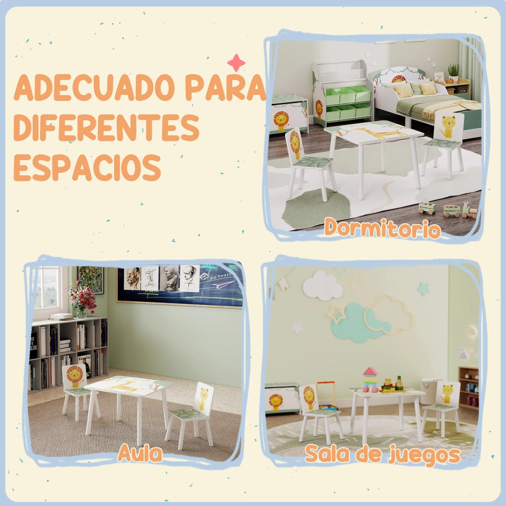 Tavolino per bambini con 2 sedie ¨C zephmum ¨C 60x60x44 cm verde