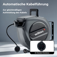 Avvolgicavo elettrico automatico 15 m + 1,5 m, avvolgitore cavo automatico 1500 - 3200 W, prolunga elettrica avvolgibile con staffa a 180°