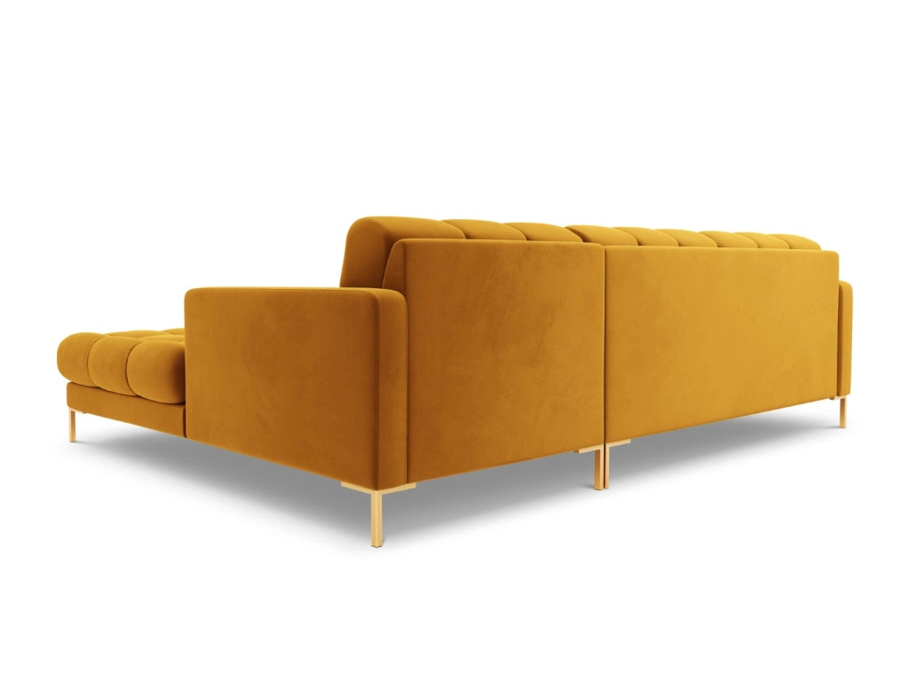 Cosmopolitan Design - Divano angolare destro "Bali" 5 posti in velluto giallo 