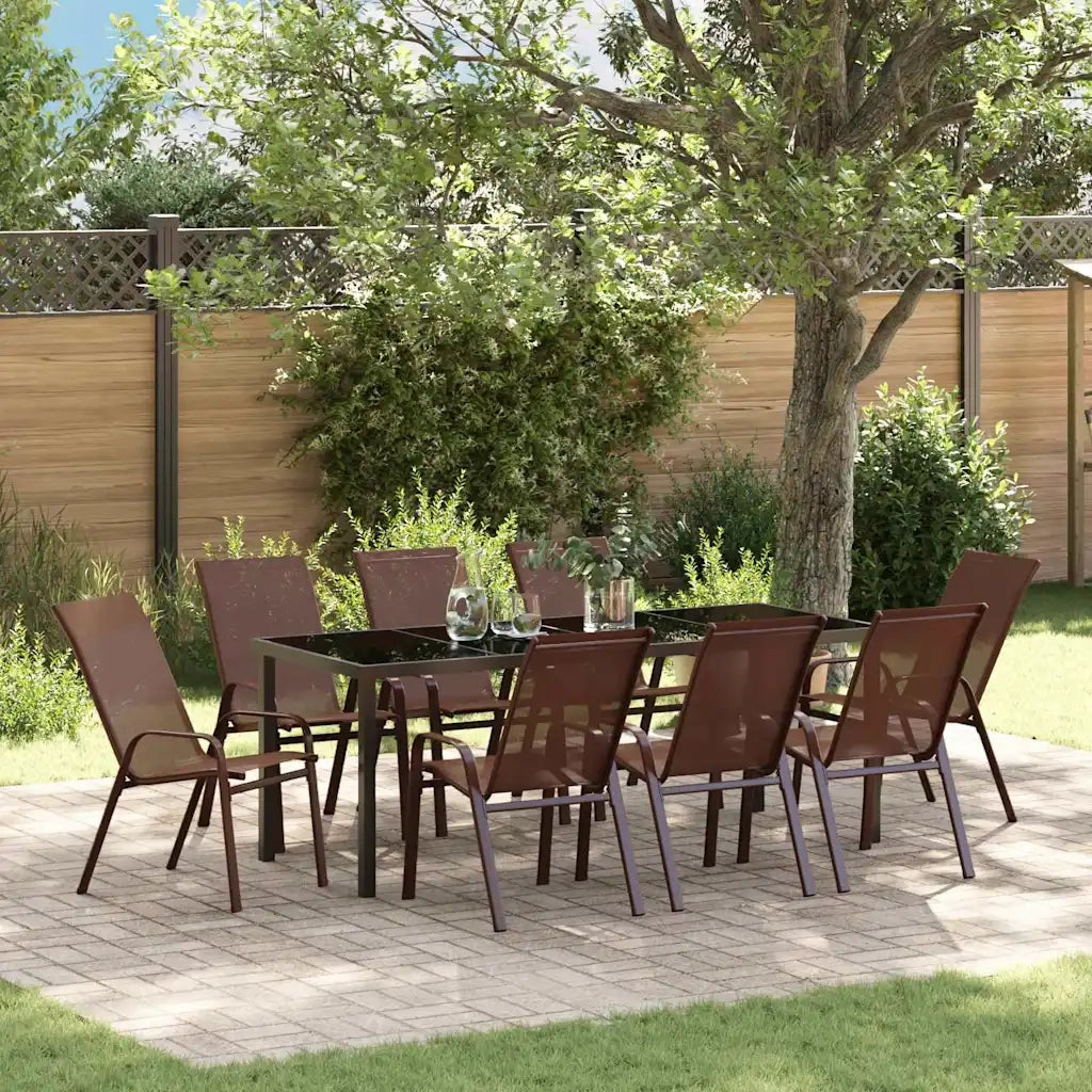 Set da Pranzo per Giardino 9 pcs Marrone e Nero 3379134