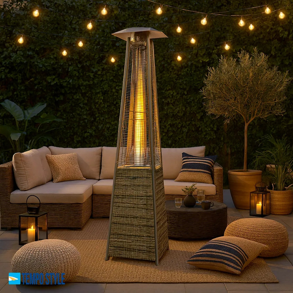 Tempo Style - Stufa a Gas Pyramid ( 5kW, 13kW) | Stufa da esterno Grigio Rattan