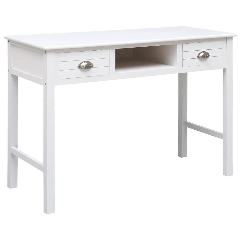 Scrivania | Tavolo da Ufficio Bianca 108x45x76 cm in Legno Massello di Paulownia