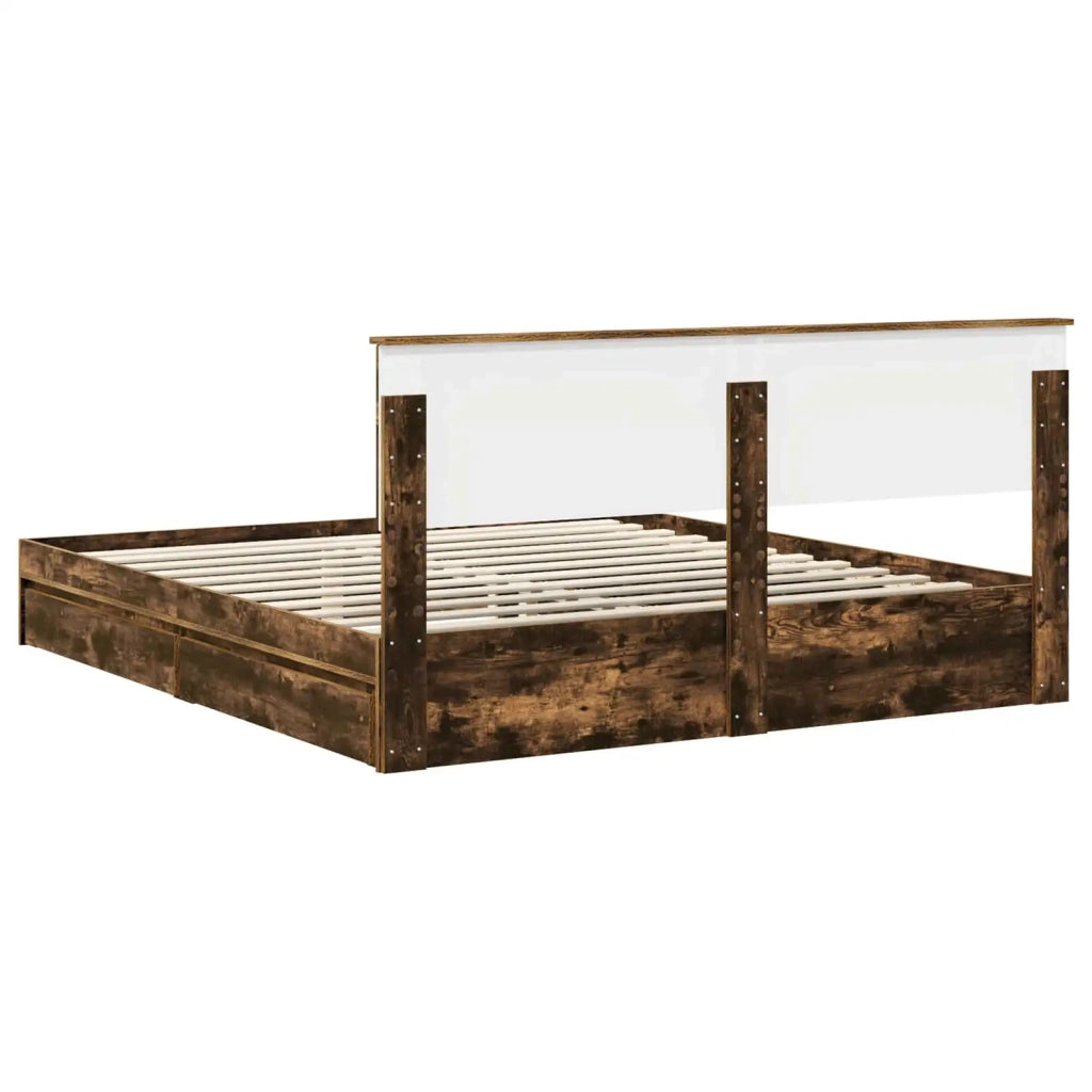 Letto con Contenitore con testiera Rovere fumé 180 x 200 cm