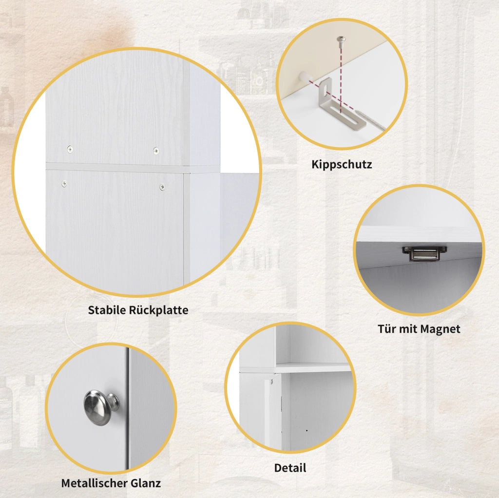 Mobile bagno angolare moderno in pannello truciolare bianco; 120 x 55 x 13 cm