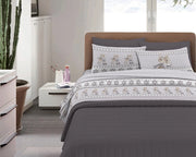 Completo Letto in Flanella Calda e Morbida Anti Pilling - Set Flanellato 3 Misure parure con Federe - Renne grigio - 2 Piazze