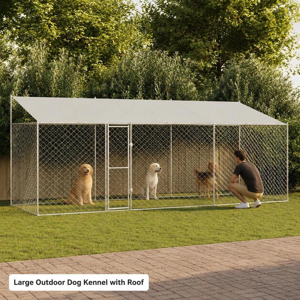 Dog Cage Silver 600 X 200 X 256 Cm Galvanized Steel