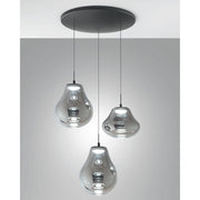 Deva Sospensione Fumè 3 Luci Tonda Collezione DEVA Metallo Vetro Design Elegante